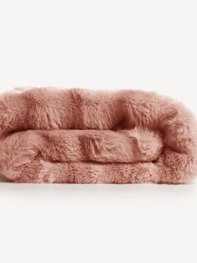 SLASHOP Blush Pink Plush Faux Fur Throw Blanket
